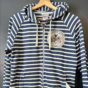Disney Parks Womens Small Stripes Distressed Zipper Hoodie Sweatshirt Disneyland